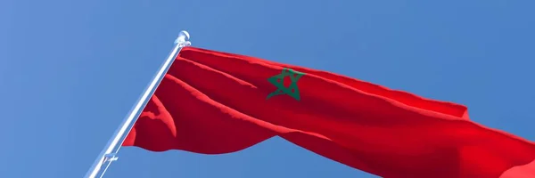 3D-återgivning av Marockos nationella flagga viftande i vinden — Stockfoto