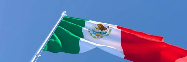 3D renderização da bandeira nacional do México acenando ao vento — Fotografia de Stock