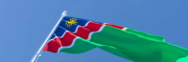 3D weergave van de nationale vlag van Namibië wapperend in de wind — Stockfoto