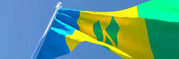 Dessin 3D du drapeau national de Saint-Vincent-et-les Grenadines — Photo