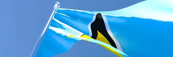 3D weergave van de nationale vlag van Saint Lucia wapperend in de wind — Stockfoto