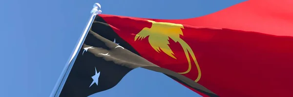 3D απόδοση της εθνικής σημαίας της Παπούα Νέας Γουινέας που κυματίζει στον άνεμο — Φωτογραφία Αρχείου