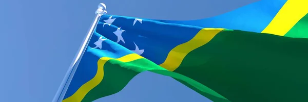 Rendu 3D du drapeau national des Îles Salomon agitant dans le vent — Photo