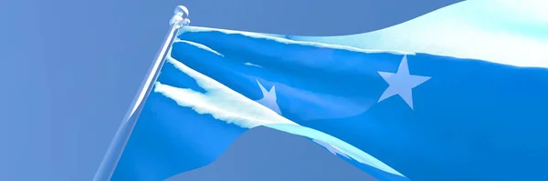 Rüzgarda dalgalanan Mikronezya 'nın ulusal bayrağının 3D yansıması — Stok fotoğraf