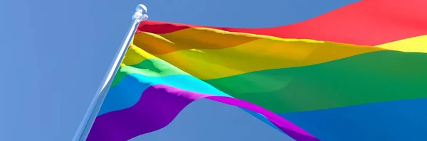 3D renderowanie flagi LGBT machając na wietrze — Zdjęcie stockowe