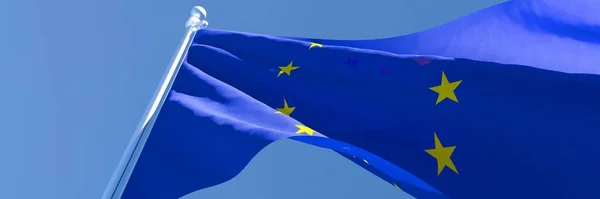 3D-weergave van de vlag van de Europese Unie wapperend in de wind — Stockfoto