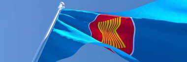 Rüzgarda dalgalanan ASEAN bayrağının 3D görüntüsü