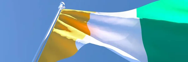 Representación 3D de la bandera nacional de Costa de Marfil ondeando en el viento — Foto de Stock