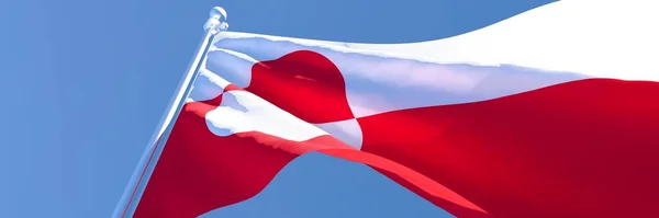 風に揺れるグリーンランド国旗の3Dレンダリング — ストック写真
