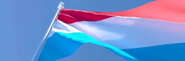 3D-weergave van de nationale vlag van Luxemburg wapperend in de wind — Stockfoto