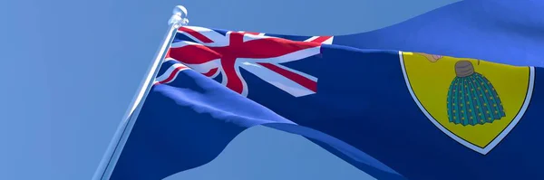 Representación en 3D de la bandera nacional de las Islas Turcas y Caicos ondeando al viento — Foto de Stock