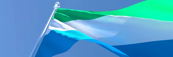 A Sierra Leone-i nemzeti zászló 3D-s renderelése a szélben — Stock Fotó