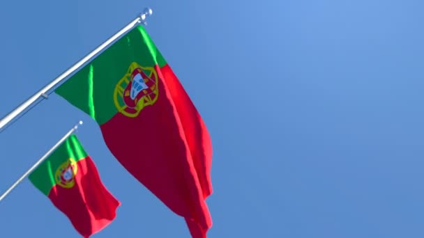 La bandiera nazionale del Portogallo sventola nel vento — Video Stock