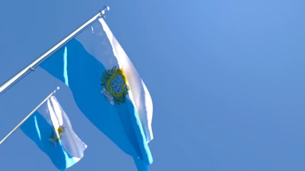 La bandera nacional de San Marino ondea al viento — Vídeo de stock