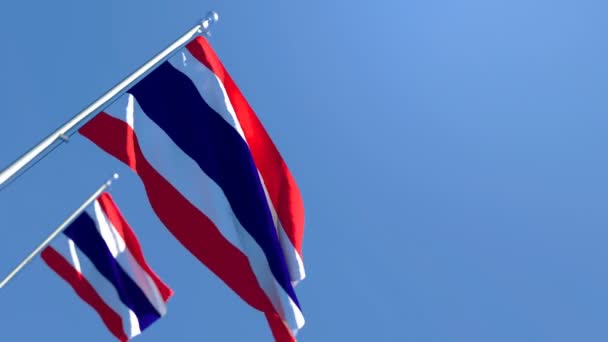 Bendera nasional Thailand berkibar-kibar dalam angin — Stok Video