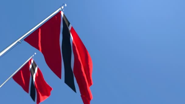 Trinidad och Tobagos flagga fladdrar i vinden — Stockvideo