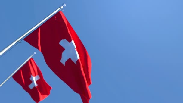 Le drapeau national de la Suisse flotte dans le vent — Video