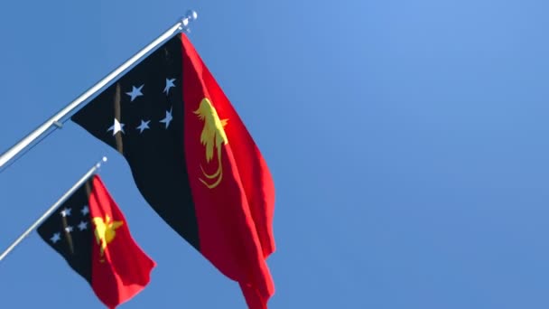 Η εθνική σημαία της Παπουασίας-Νέας Γουινέας κυματίζει στον άνεμο — Αρχείο Βίντεο