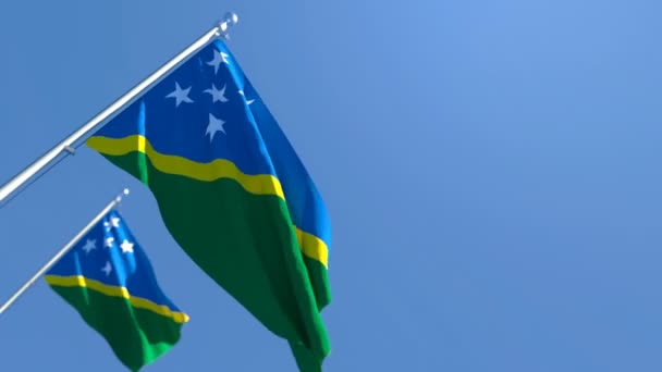 所罗门群岛的国旗在风中飘扬 — 图库视频影像