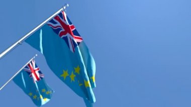 Tuvalu 'nun ulusal bayrağı rüzgarda dalgalanıyor