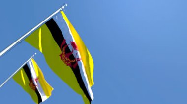 Brunei 'nin ulusal bayrağı rüzgarda dalgalanıyor