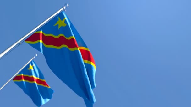 Государственный флаг Конго развевается на ветру — стоковое видео