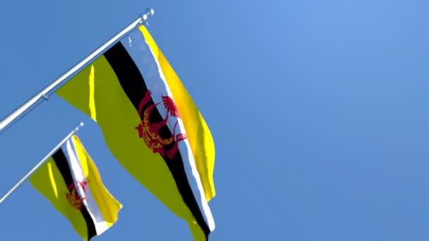 Flaga narodowa Brunei trzepocze na wietrze — Wideo stockowe