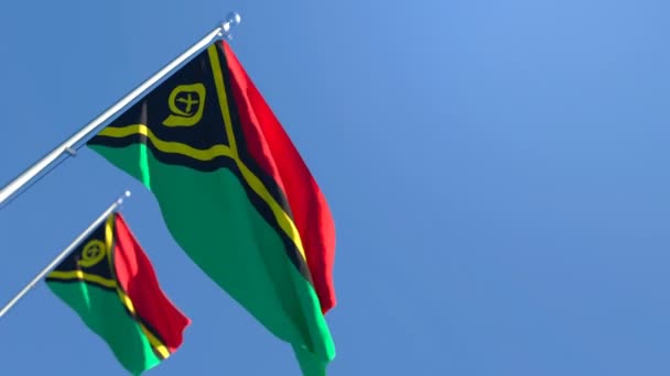 Nationell flagga Vanuatu fladdrar i vinden — Stockvideo