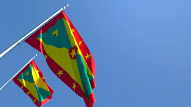 De nationale vlag van Grenada wappert in de wind — Stockvideo