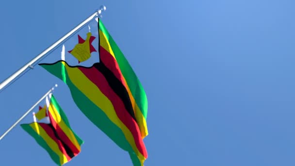 Zimbabwes nationella flagga fladdrar i vinden — Stockvideo