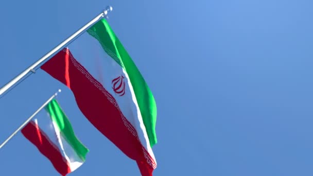 Государственный флаг Ирана развевается на ветру — стоковое видео