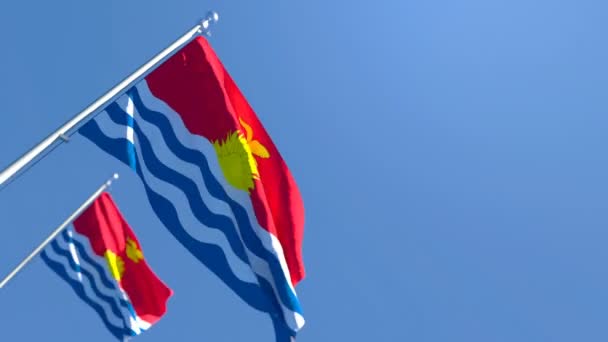 Le drapeau national des Kiribati flotte dans le vent — Video