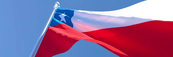 Representación 3D de la bandera nacional de Chile ondeando al viento — Foto de Stock