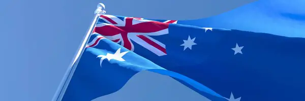 3D weergave van de nationale vlag van Australië wapperend in de wind — Stockfoto