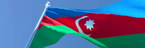 Representación en 3D de la bandera nacional de Azerbaiyán ondeando al viento — Foto de Stock