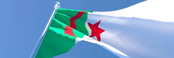 Representación en 3D de la bandera nacional de Argelia ondeando al viento —  Fotos de Stock