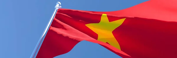 越南国旗在风中飘扬的3D渲染 — 图库照片