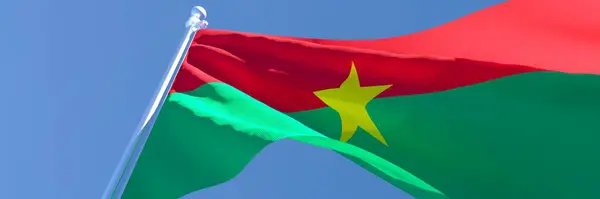 3D-återgivning av den nationella flaggan i Burkina Faso vinka i vinden — Stockfoto