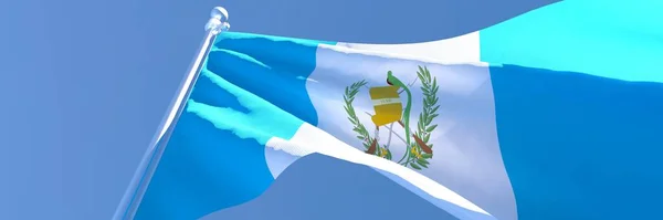 3D-Darstellung der Nationalflagge Guatemalas, die im Wind weht — Stockfoto