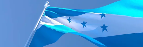 3D - зображення державного прапора Гондурасу, який махає вітром. — стокове фото