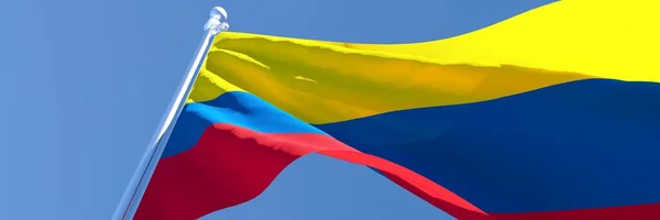 3D vykreslování kolumbijské národní vlajky vlnící se ve větru — Stock fotografie