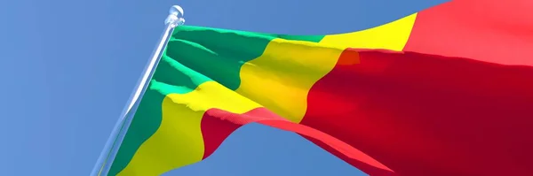 3D απόδοση της εθνικής σημαίας του Κονγκό κυματίζει στον άνεμο — Φωτογραφία Αρχείου