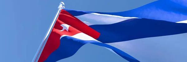 Rendering 3D della bandiera nazionale di Cuba sventola nel vento — Foto Stock