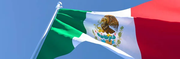 3D weergave van de nationale vlag van Mexico wapperend in de wind — Stockfoto