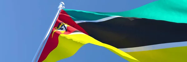 3D renderowania flagi narodowej Mozambiku machając na wietrze — Zdjęcie stockowe