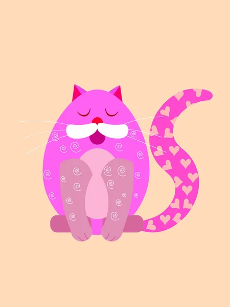 Açık arkaplanda pembe bir kedi