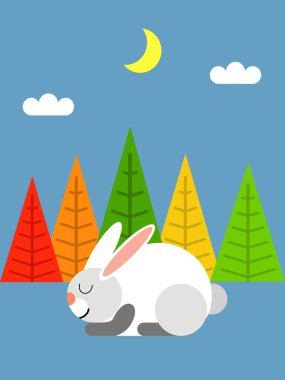 Tavşan ormanda uyku