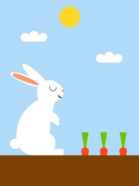 Rabbit Carrots Garden — Stock Vector