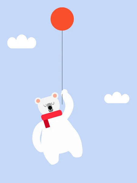 Πολική Αρκούδα Και Μπαλόνι — Διανυσματικό Αρχείο