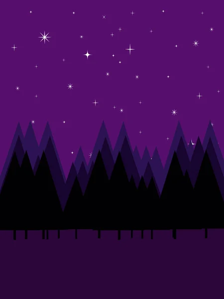 Starry Night Forest — Stock Vector
